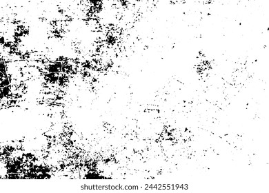 Arrière-plan Grunge Image Vectorielle. Texture vieille surface noire et blanche. Motif abstrait d'arrière-plan monochrome avec taches d'encre, fissures, taches. pour l'impression et la conception