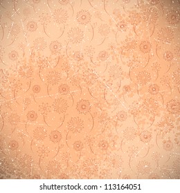 Grunge background of vintage flowers. Vector illustration.