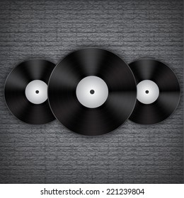 Grunge background with vinyl records. EPS10 vector