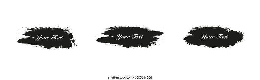 Grunge backgrounds.Set of black brush strokes, vector illustration . Paintbrush grungy drawing frame borders . Place for your taxt . 10 eps