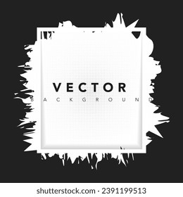 Grunge backgrounds. Brush black paint ink stroke over square frame. Vector illustration