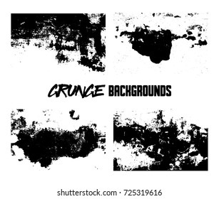 Grunge backgrounds. Monochrome abstract vector grunge textures. Set of hand drawn brush strokes and stains.