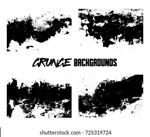 Grunge backgrounds. Monochrome abstract vector grunge textures. Set of hand drawn brush strokes and stains.