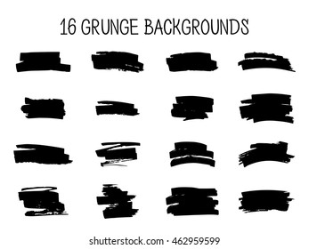 Grunge backgrounds. Set of abstract vector shapes. Black ink stains on white background. EPS 8.