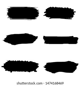 Grunge backgrounds set. Brush black paint ink stroke over square frame.EPS10