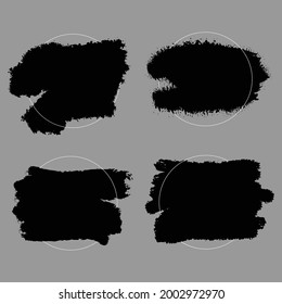 Grunge backgrounds set. Brush black paint ink stroke over square frame.