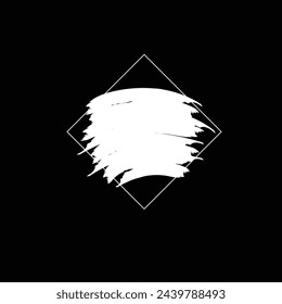 Grunge backgrounds set. Brush black paint ink stroke over square frame. 