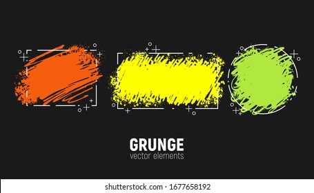 Grunge backgrounds set. Vector brush strokes. Area for text