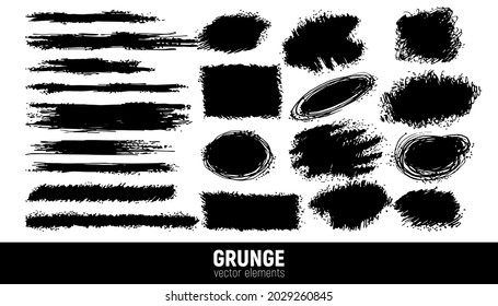 Grunge backgrounds set. Vector brush strokes. Area for text