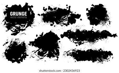 Grunge backgrounds set. Vector brush strokes. Area for text