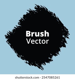 Grunge badge brush, ink brush strokes, box, lines, dirt artistic elements. Brushes black paint ink stroke frame place for text. Vector black paint brush. Blue background brush texture border