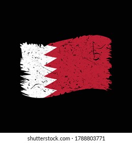 Grunge Bahrain Flag Distress Brush Stroke Vector