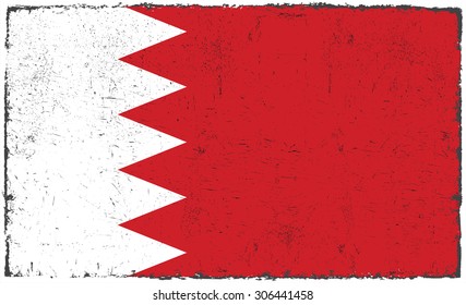 Grunge Bahrain flag.Bahrain flag with grunge texture.Vector template.