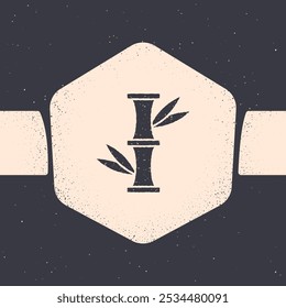 Grunge Bamboo icon isolated on grey background. Monochrome vintage drawing. Vector