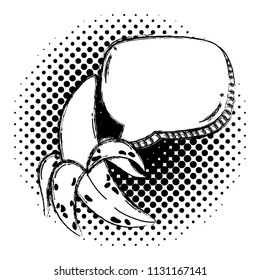 grunge banana pop art fruit with chat bubble