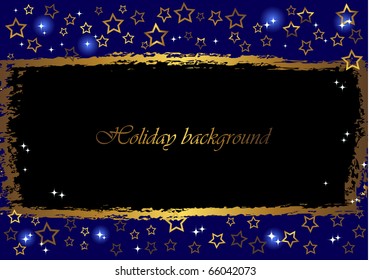 grunge a banner against blue background with gold stars. vector.