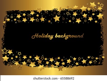 grunge a banner against gold background with stars. vector.