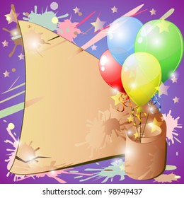Grunge banner and balloons