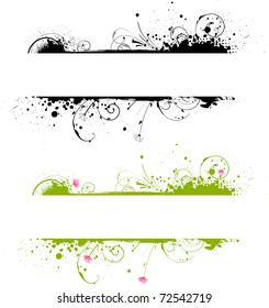 Grunge banner frame in black color and colorful variant