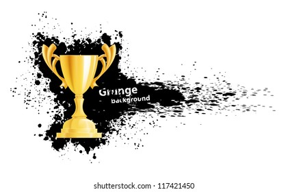 Grunge banner with gold cup