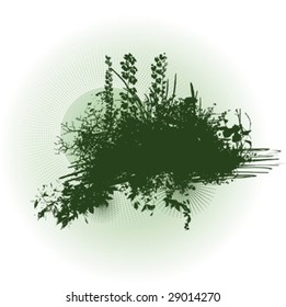 Grunge banner with greens