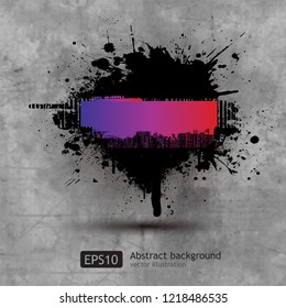 Grunge Banner with an inky dribble strip with copy space