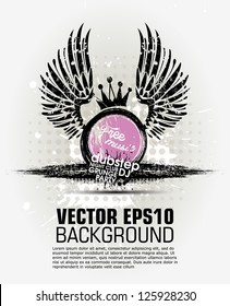 Grunge banner with an inky dribble strip with copy space. Abstract background for party