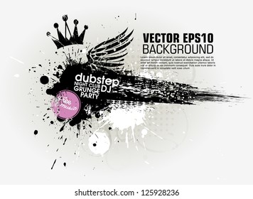 Grunge banner with an inky dribble strip with copy space. Abstract background for party