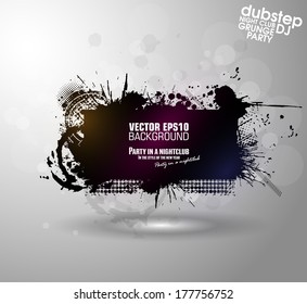 Grunge banner with an inky dribble strip with copy space. Abstract background for party