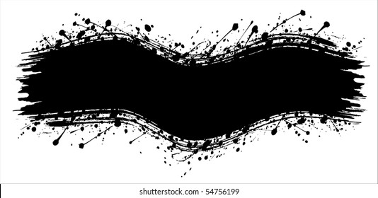 Grunge banner with an inky dribble strip with copy space
