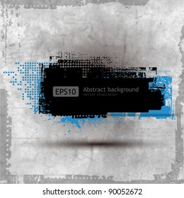 Grunge banner with an inky dribble strip with copy space