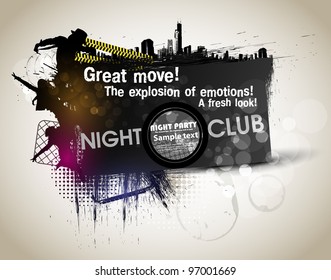 Grunge banner with an inky dribble strip with copy space. Abstract background for party