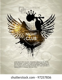 Grunge banner with an inky dribble strip with copy space. Abstract background for party