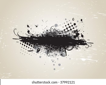 grunge banner with an inky dribble strip,vector illustration