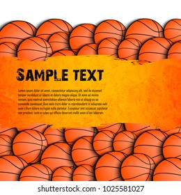 Grunge banner on the background of basketball balls. Vector illustration