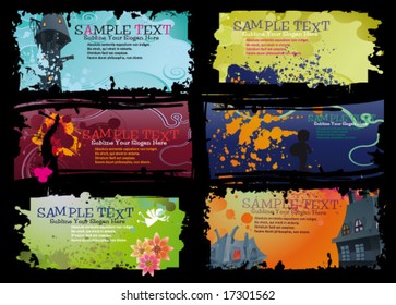 grunge banner set. 6 vector templates for your design.