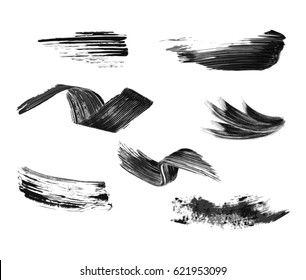 Grunge banner set. Black strokes of the grunge brush.Vector illustration.