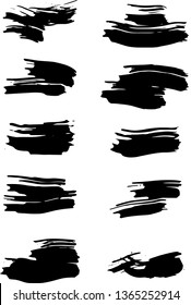 Grunge banner sets. Vector ink brush stroke, brush, monochrome elements.