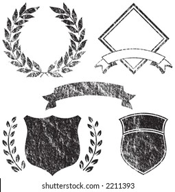 Grunge Banner, Shields, Laurels and Logo Elements