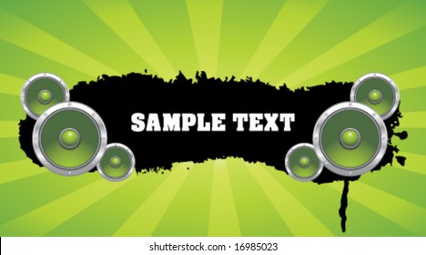 Grunge banner with speakers. Vector element for design.