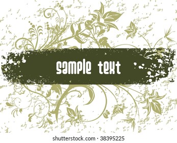 grunge banner with swirls design, vector illustration