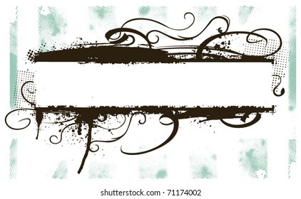 grunge banner in two colors with waves