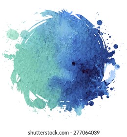 Grunge banner. Grunge watercolor background. Blue watercolor spot.