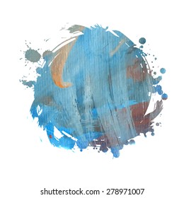 Grunge banner. Grunge watercolor background. Blue watercolor spot.