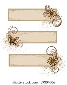 Grunge banners with flowers