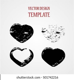 Grunge Banners, Insignias, Stamps, Icons, Labels and Badges. Retro shapes for Emblems. Heart Frame Design.