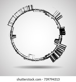 Grunge Banners, Insignias,stamps,Icons, Labels and Badges. Retro shapes for Emblems.Circle Frame Design.