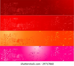 Grunge banners in red, pink and orange colors