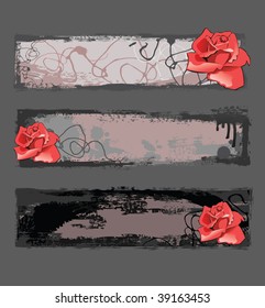 Grunge banners with rose