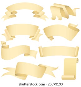 Grunge banners and scroll set (vector, CMYK)